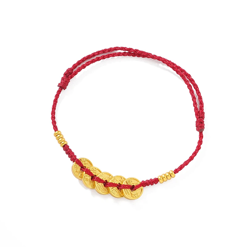 铜合金脚链   SHIXI/世希 五帝钱本命年红绳盘缠脚链