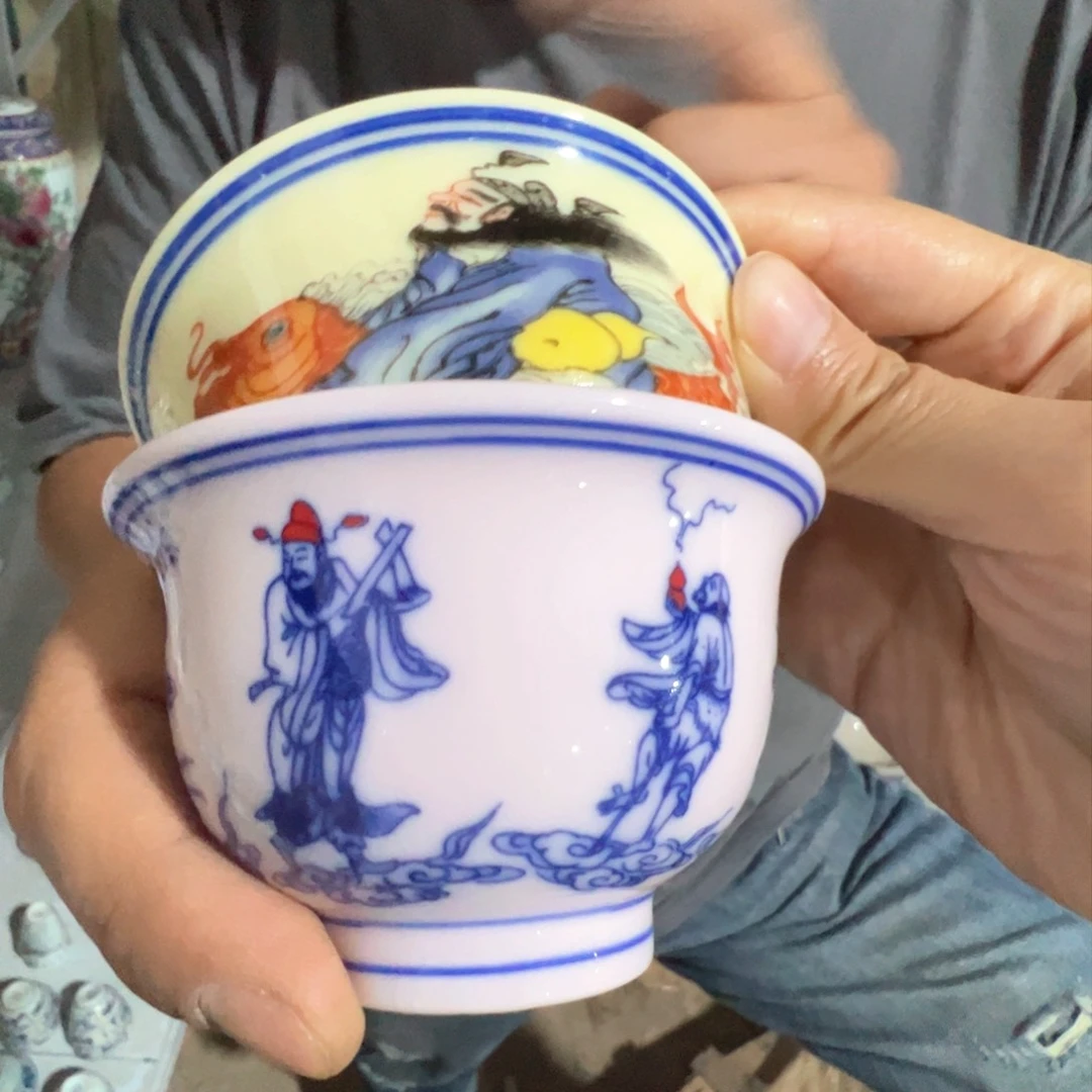 瓷片景德镇陶瓷八仙主人杯加钟魁杯