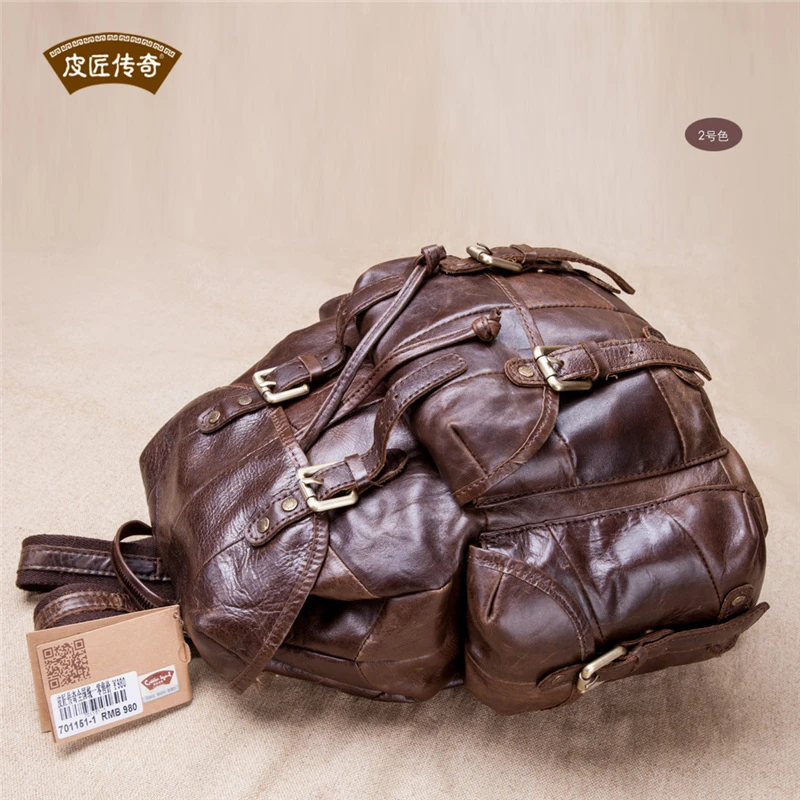 外贸休闲百搭头层牛皮双肩包，轻便耐用，男女通用设计真皮双肩背