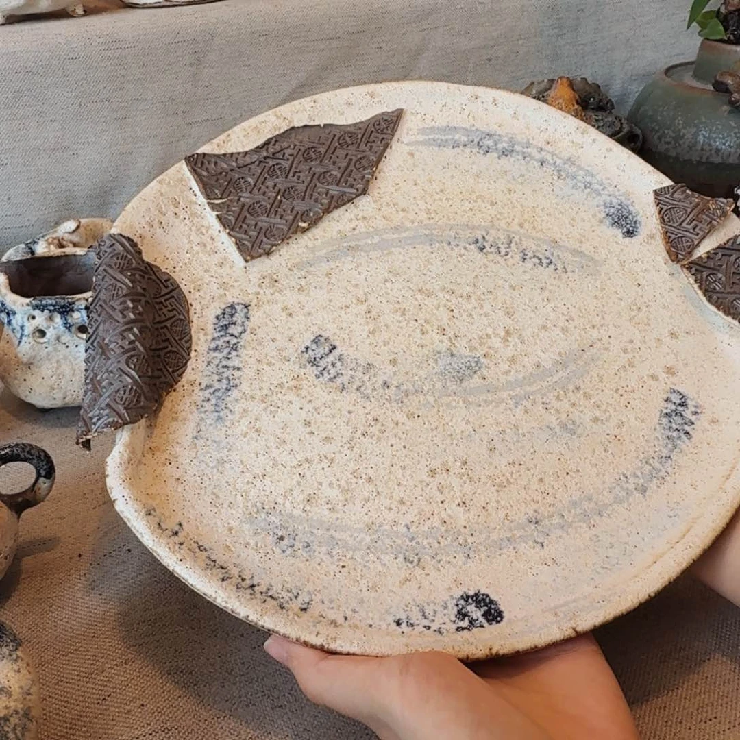 叁*粉引一个茶盘一个一个