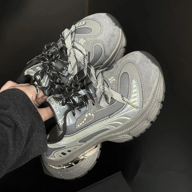 【FBZN官方正品】欧洲站真皮厚底增高老爹鞋女2025秋冬新款百搭休