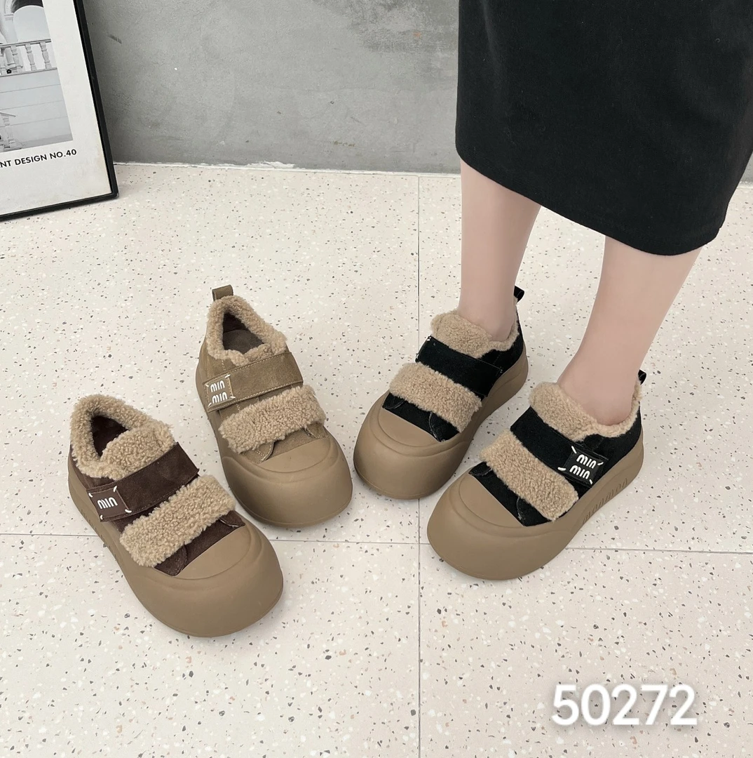 冬季新款加绒厚底软底保暖休闲全包勃肯鞋