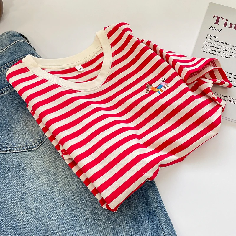 韩版英伦风舒适百搭短袖T恤通勤风遮胯显瘦全棉上衣时尚休闲女装