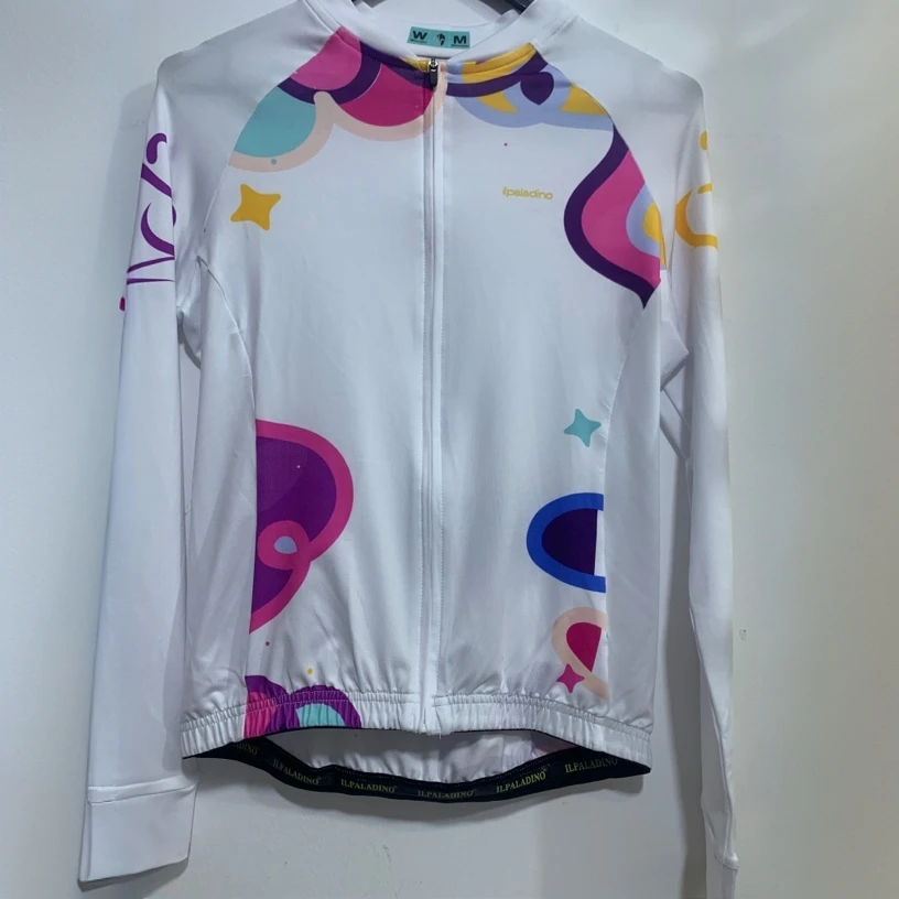 SQ 299【白色插图牛奶丝长袖女士】ILPALADINO专业版骑行服户外