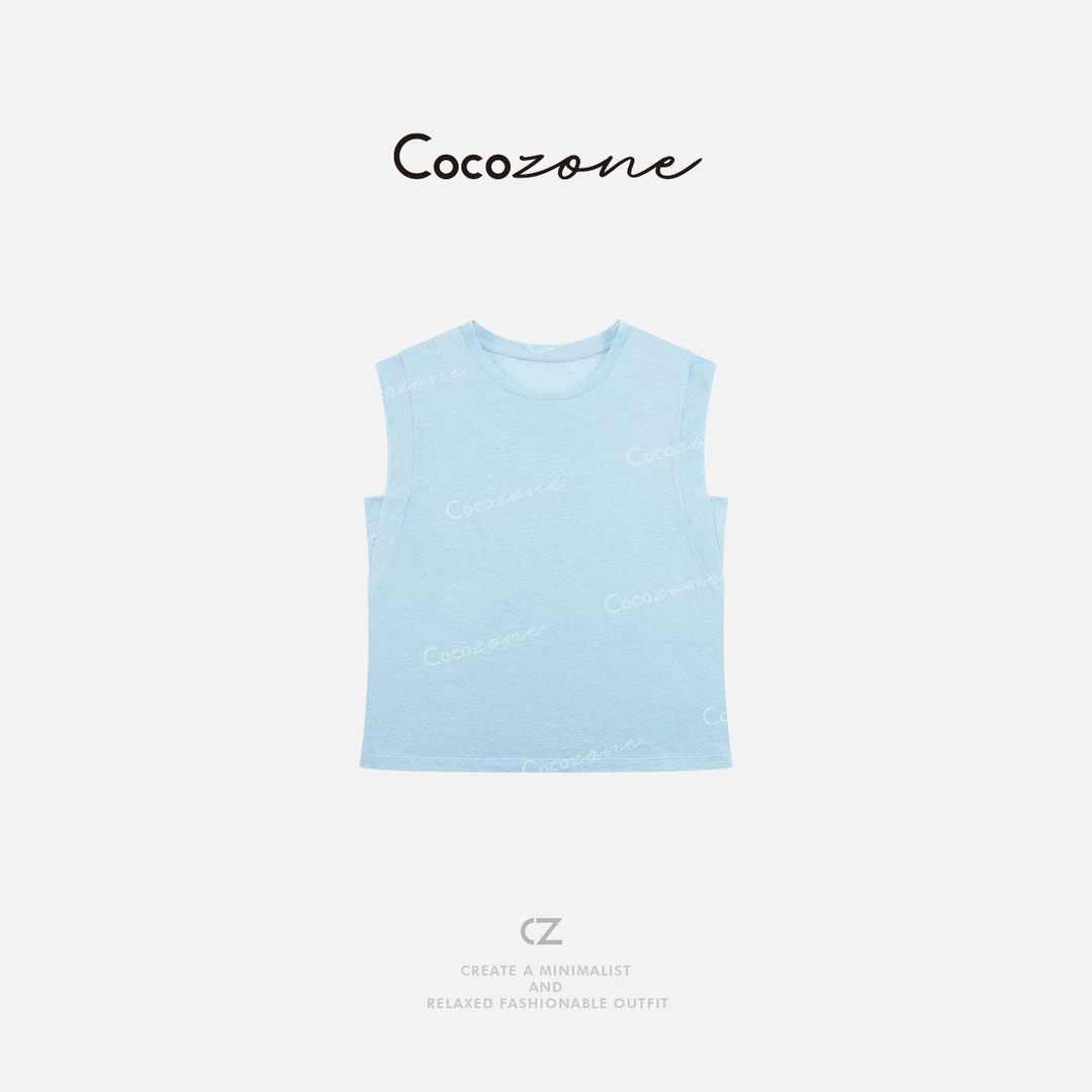 COCO ZONE 刘一一【棉亚麻混纺】简约工字型无袖打底背心 CD2A0661
