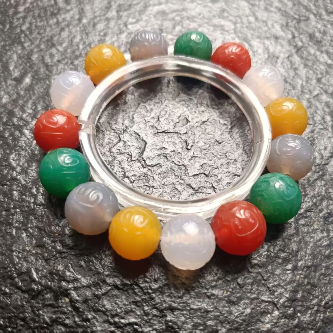 伊荣阁-多彩回文玛瑙手串手链 民族风14+【文玩五哥探宝】时尚