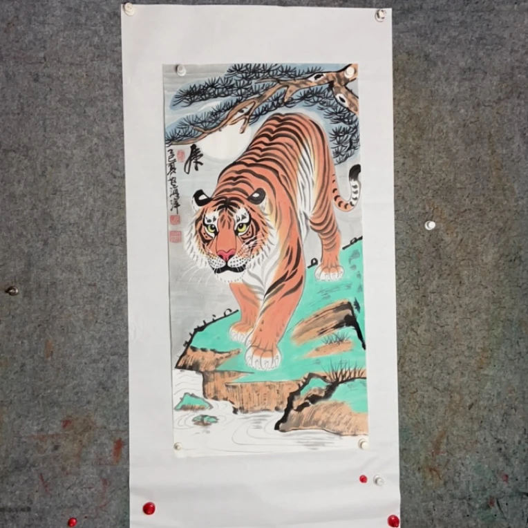 齐门弟子赵海洋手绘下山党软片画心110 X50