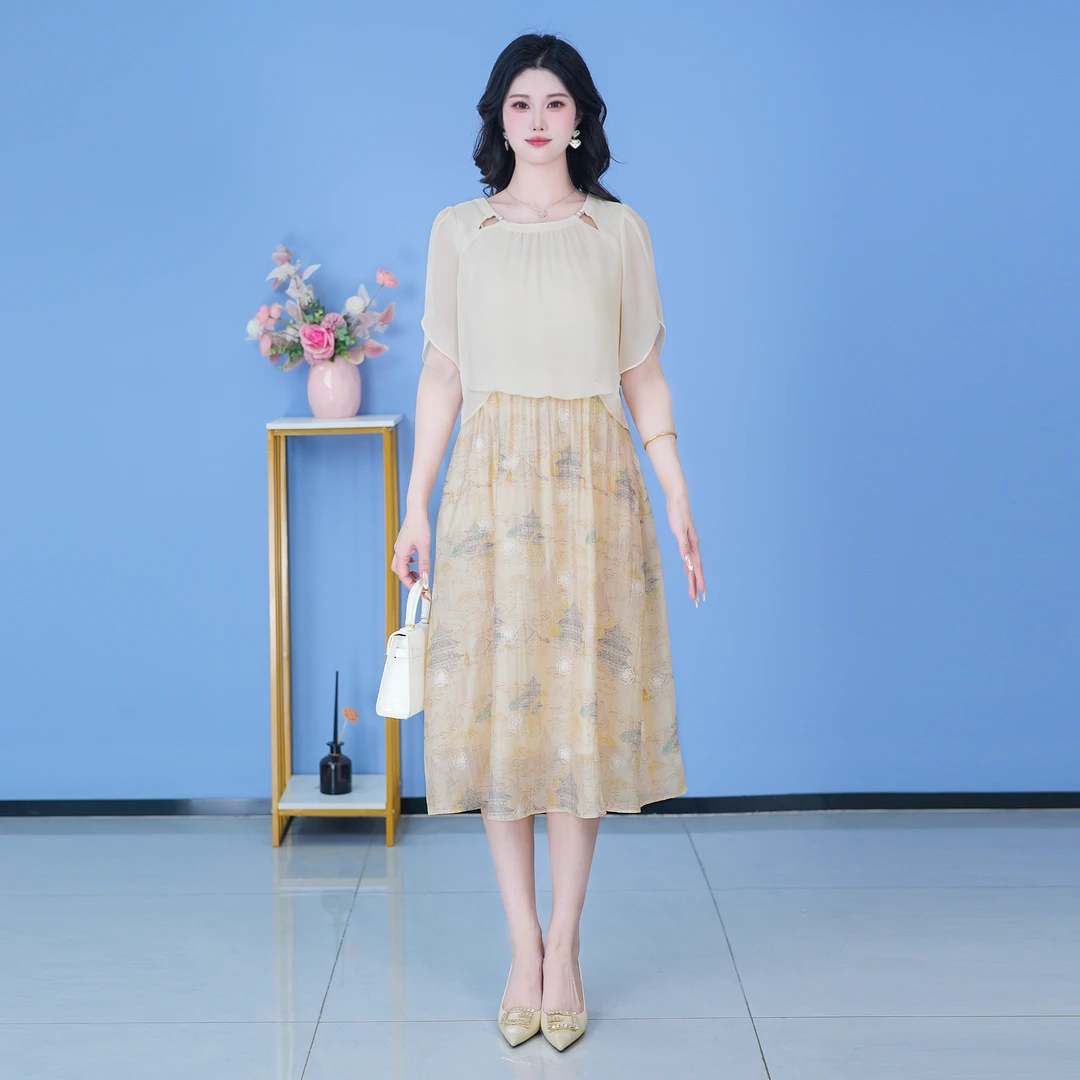 【SJYH1002】2025年夏季新款时尚优雅减龄连衣裙显瘦气质