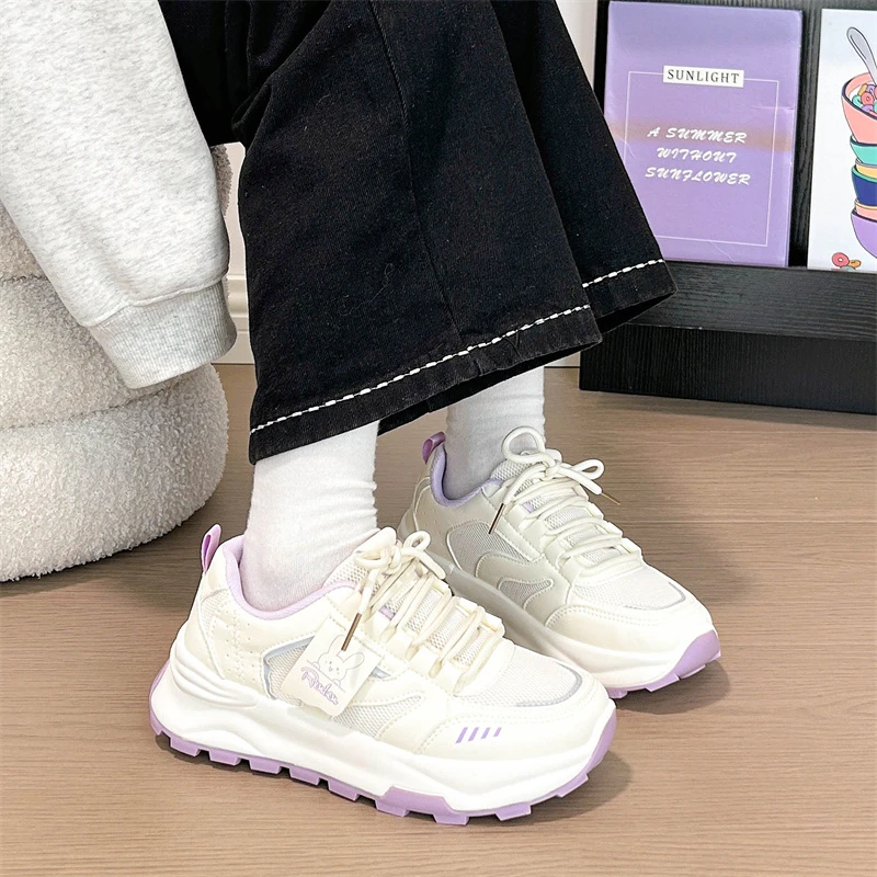 人本轻便老爹鞋女透气网面阿甘鞋2025秋季爆款休闲百搭运动鞋子女