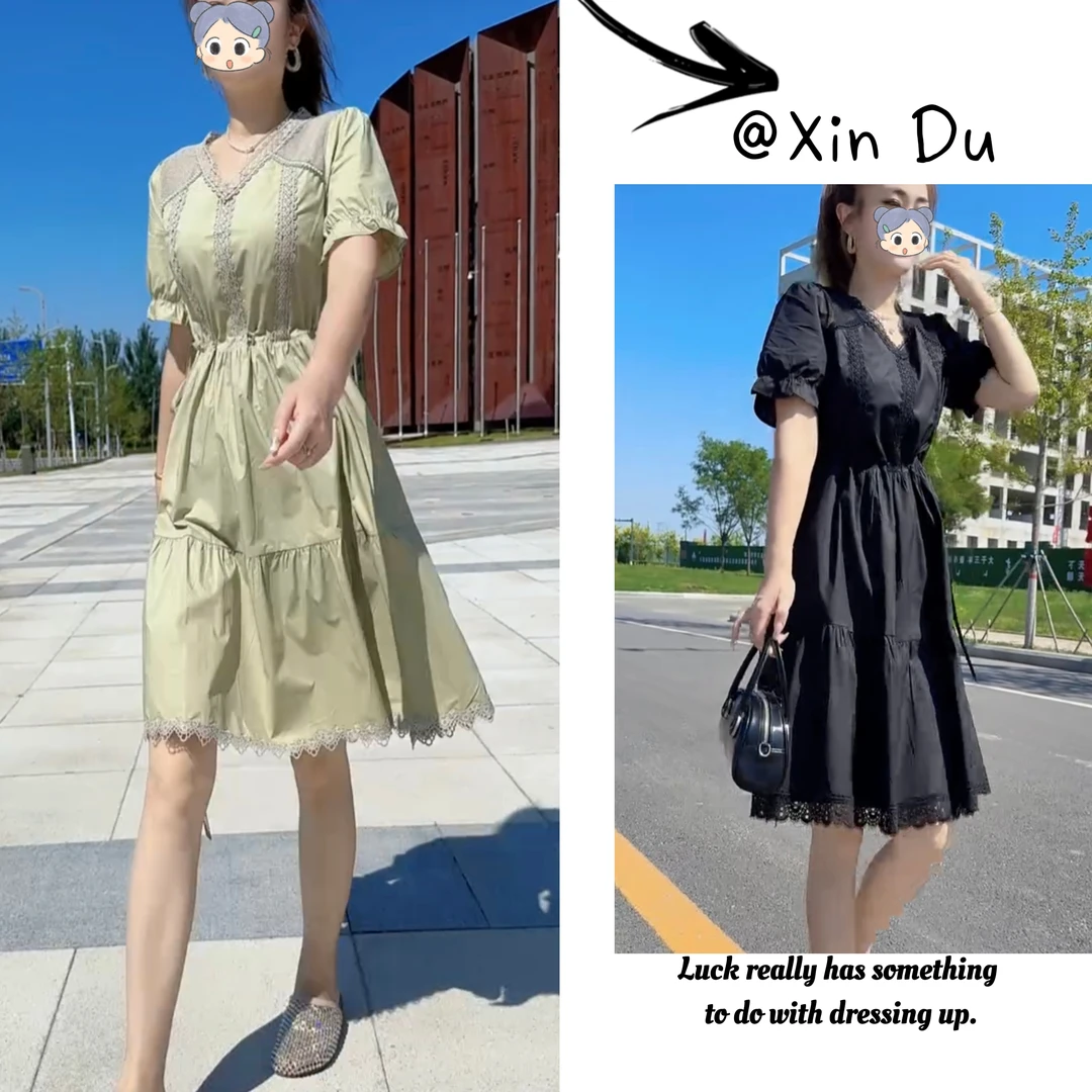 2025夏季新款时尚显瘦气质女士网红洋气连衣裙百搭款D21833
