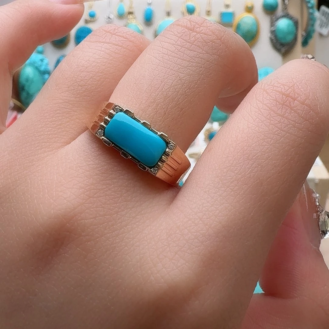 绿松石珠宝奇石18K金镶嵌