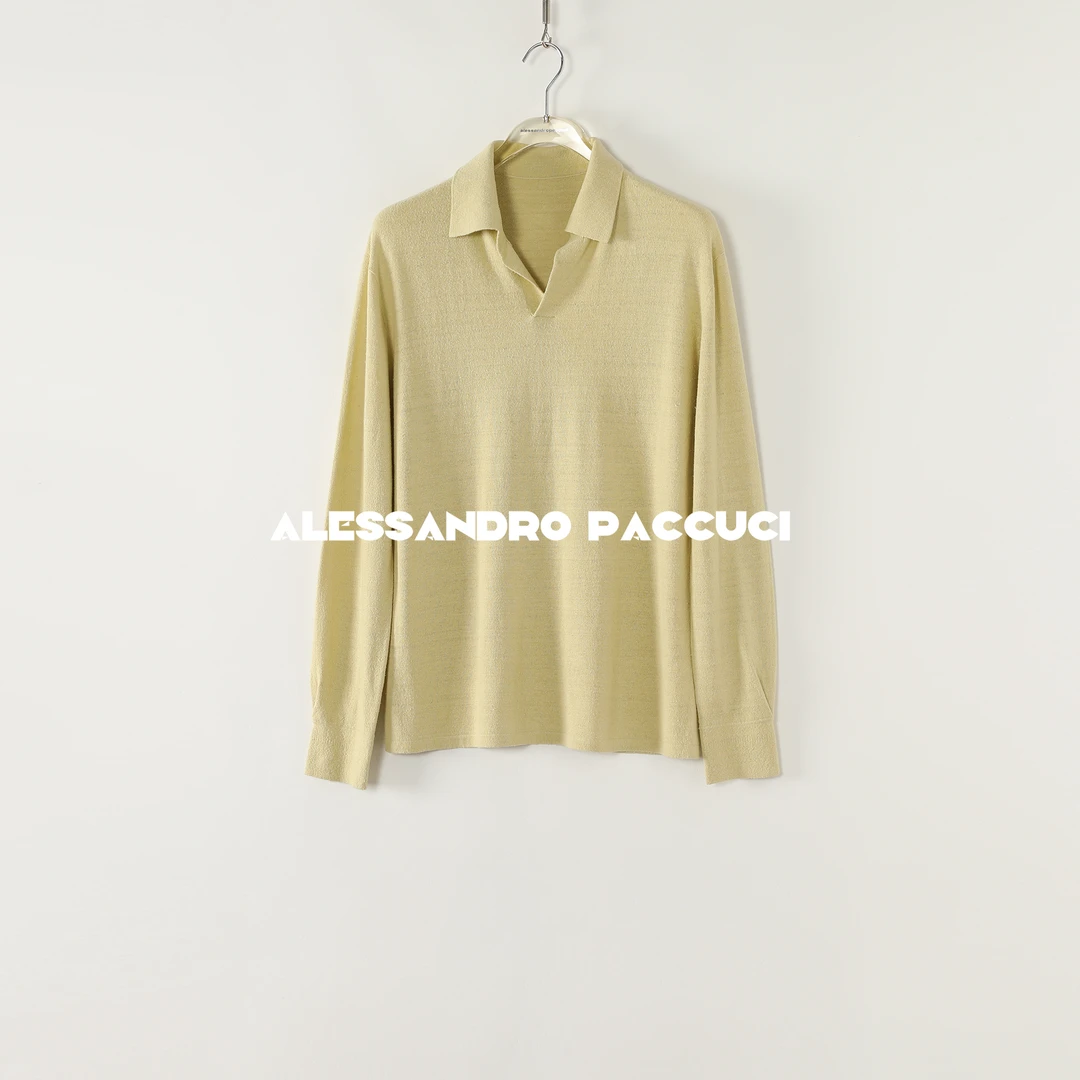 AP洛哥53073ST【桑予】100桑蚕丝起球风POLO领纯色时尚百搭套头衫