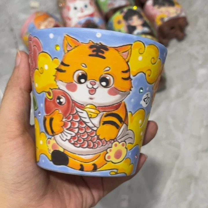 手工多肉花盆手绘精工