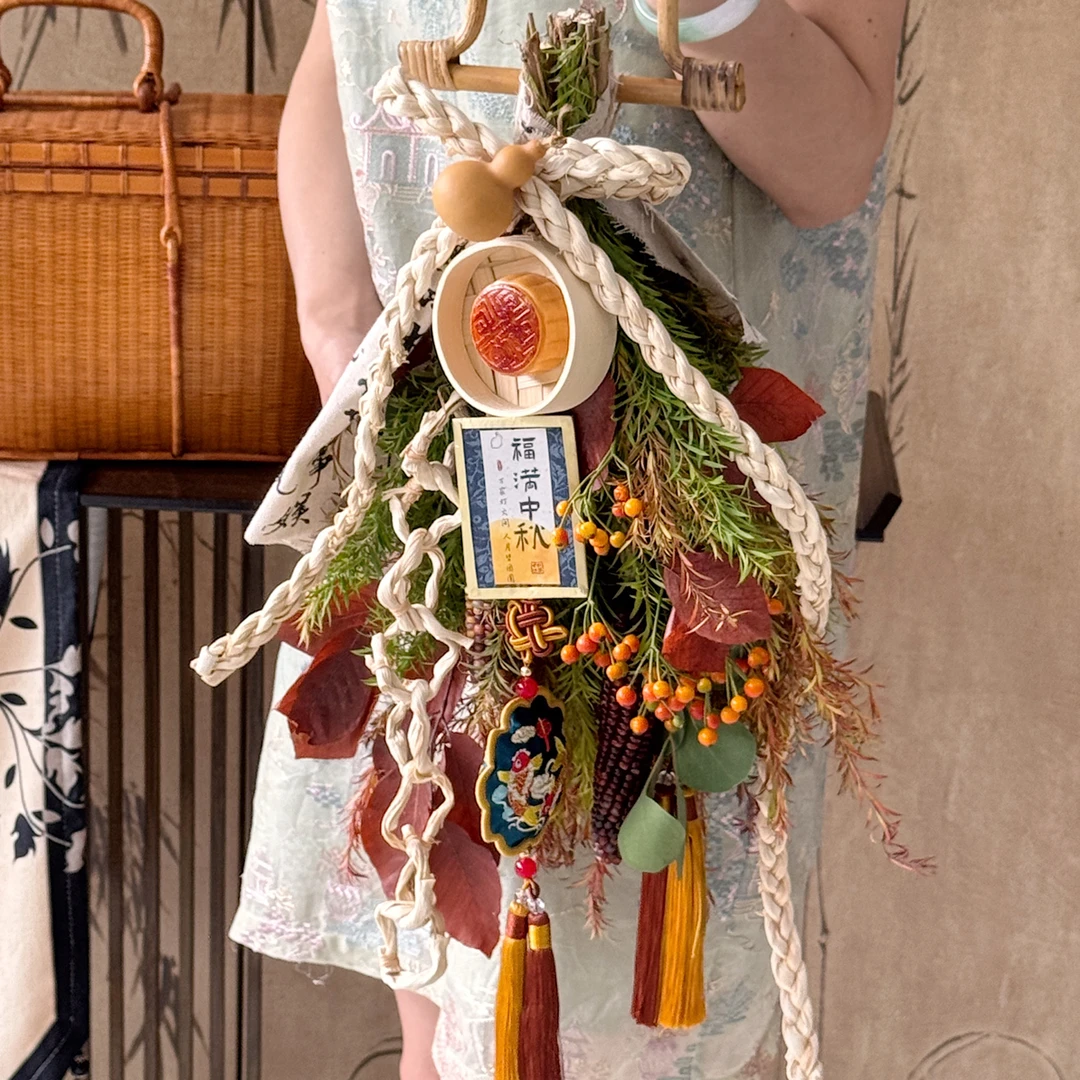 2025年原创中秋门挂【穰穰满家】茗杨花坊挂件装饰