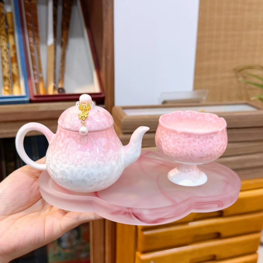 【视频同款！星粉杯】新年红云当头 冰裂纹陶瓷杯 桌面摆件 7673