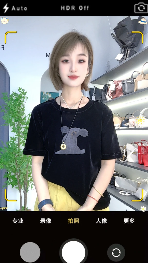 饭饭家 卡通丝绒短袖T恤