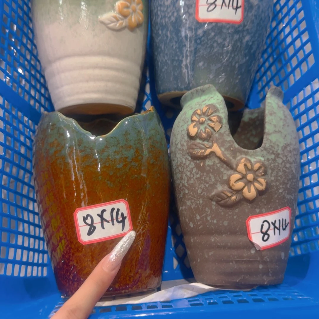 紫砂花盆粗陶精雕