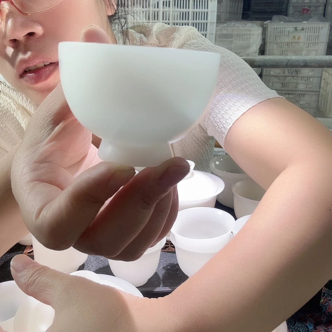 乡***人5个素烧璞玉陶瓷客人杯玲珑杯60ml