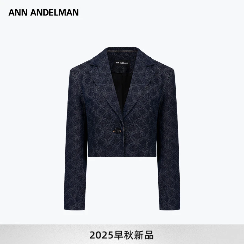 ANN ANDELMAN 25秋季新款原牛镭射烧花牛仔外套短款西装夹克上衣