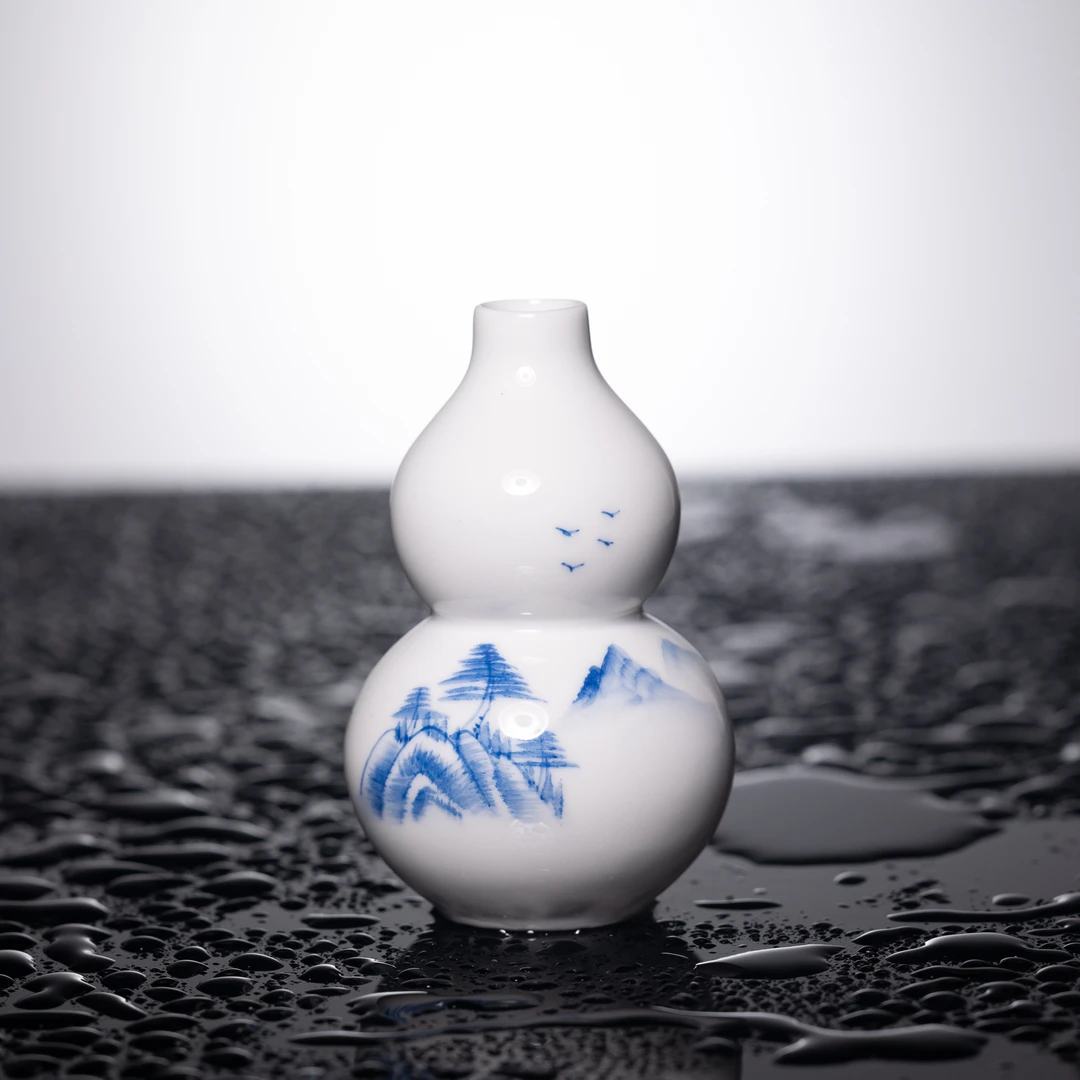 【瓷见如故】山水葫芦小花插 （th576）