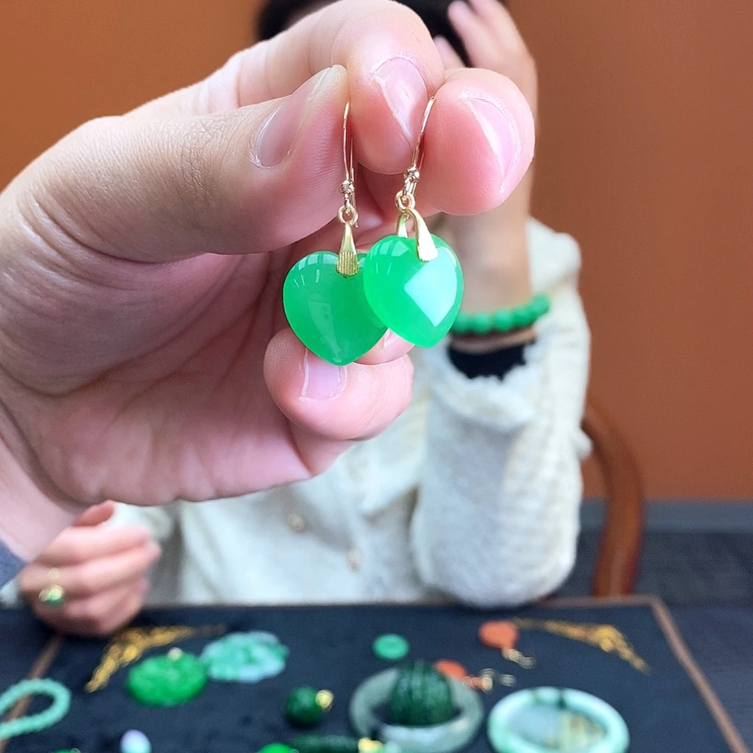 翡翠银S925镶嵌耳饰