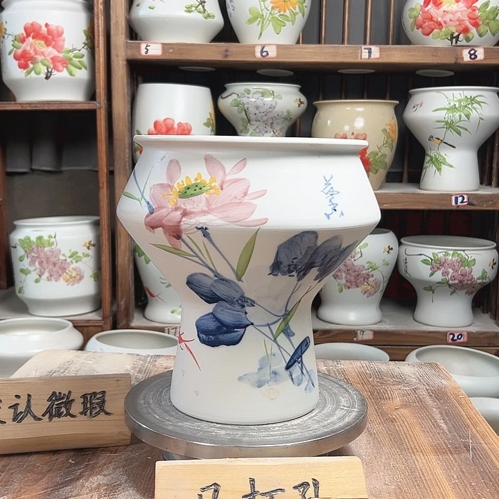 摆件高脚荷花陶瓷新款陶瓷