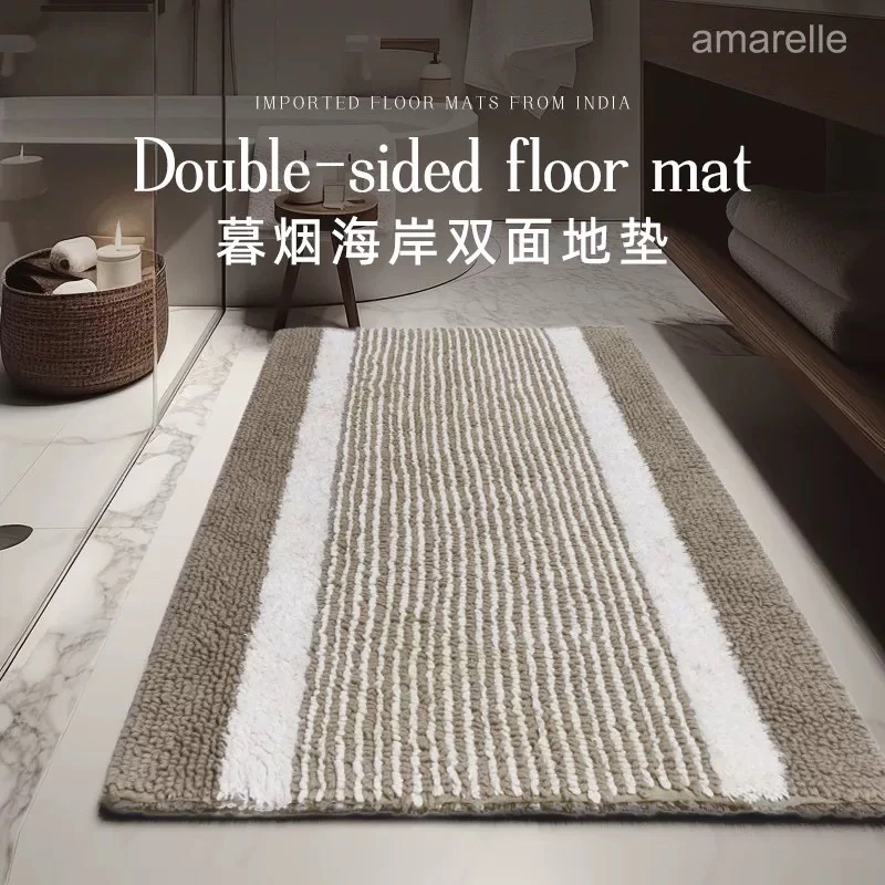 南亚进口纯棉地垫几何脚垫浴室吸水卫生间门口纯棉家用地毯防滑垫