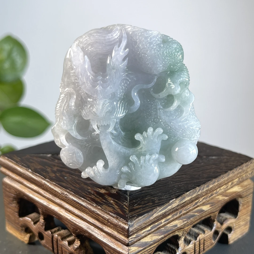 JCB30-69 天然缅甸A货翡翠  龙牌