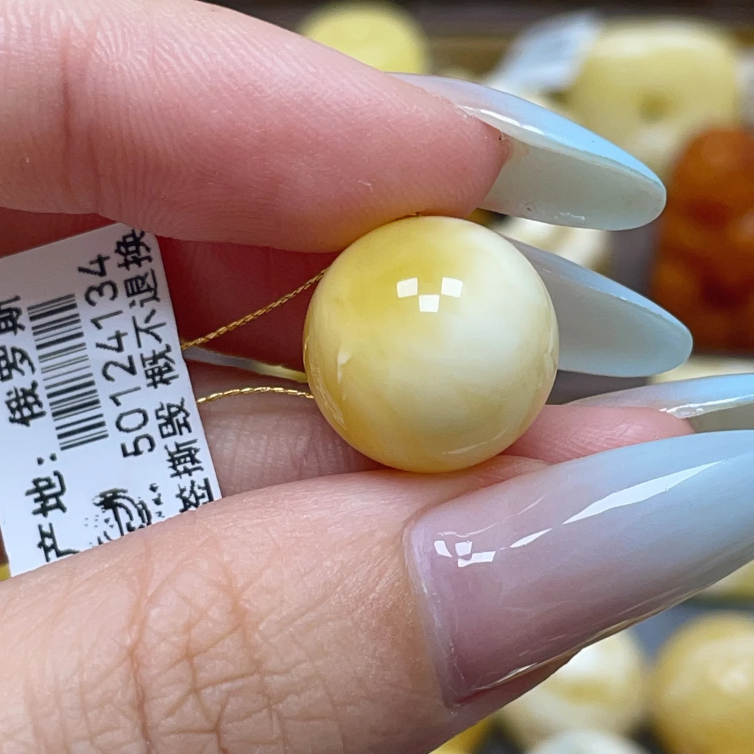 15.7mm 瑕疵 「蜜之缘珠宝」天然原矿琥珀蜜蜡圆珠