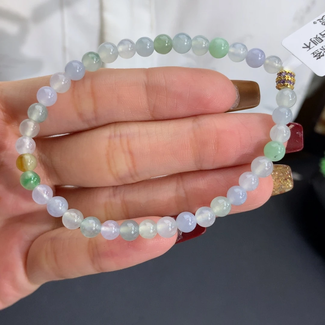 翡翠未镶嵌手串卡5冰胶多宝手串