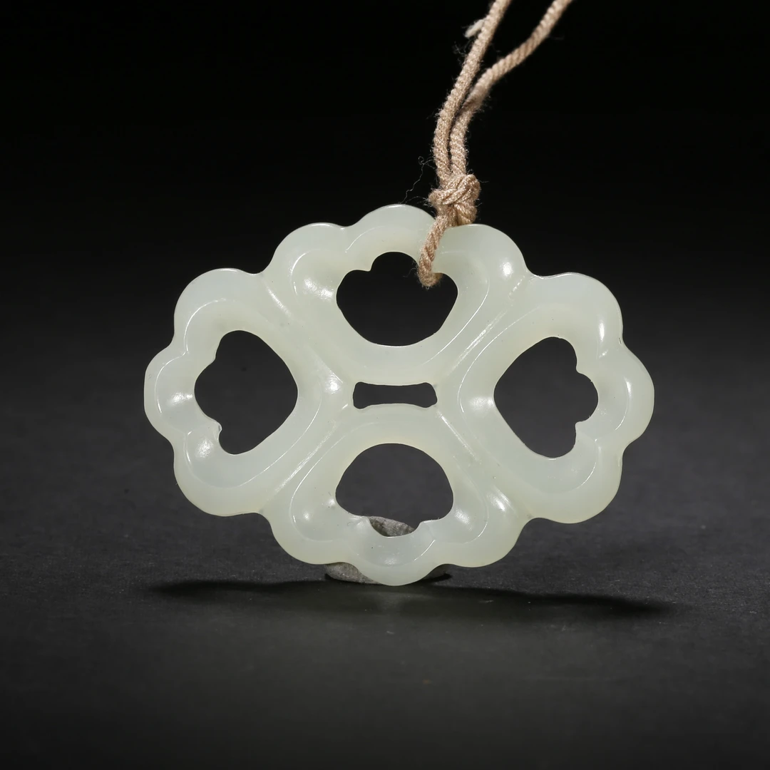 清代*花卉纹白玉佩/14JTY5269/和田玉【北京文博】
