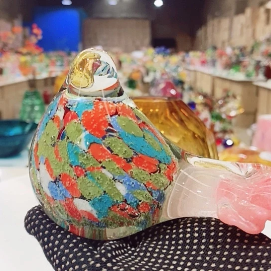 琉璃夜光鸟高7厘米宽12厘米