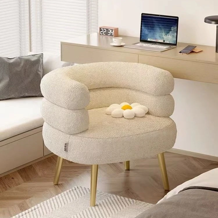 随机发懒人沙发椅化妆椅羊羔绒椅子简约现代轻奢阳台休闲椅LYY