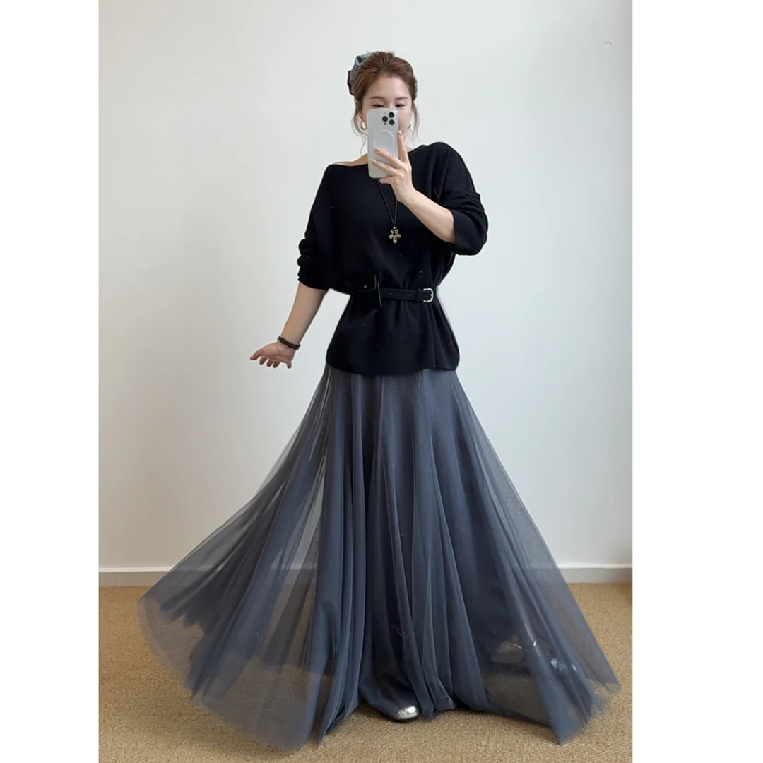 【纯欲级温柔风网纱裙】韩版百搭气质显瘦仙女网纱半身裙