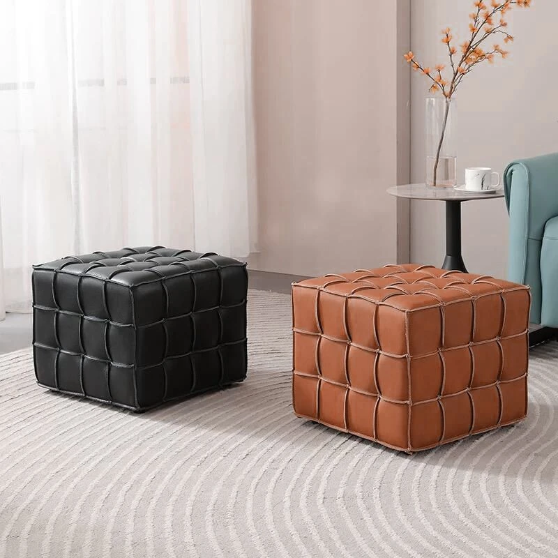 【工厂直销头层牛皮】魔方凳真皮牛皮沙发脚踏沙发凳家用客厅脚踏凳