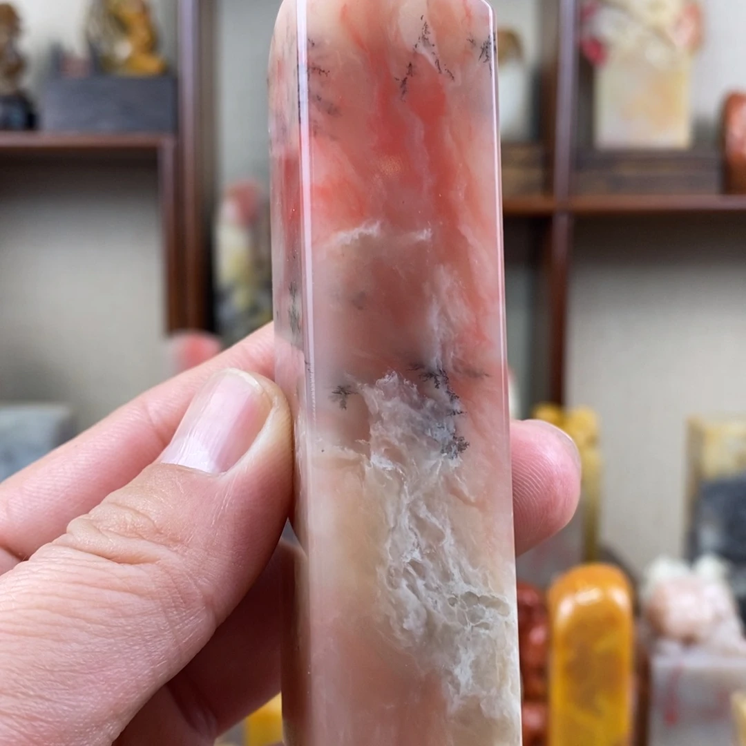 印石巴林石巴林石粉冻水草素章