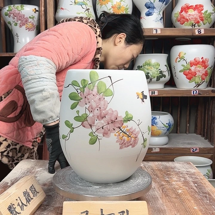 摆件但盆紫藤新款陶瓷大