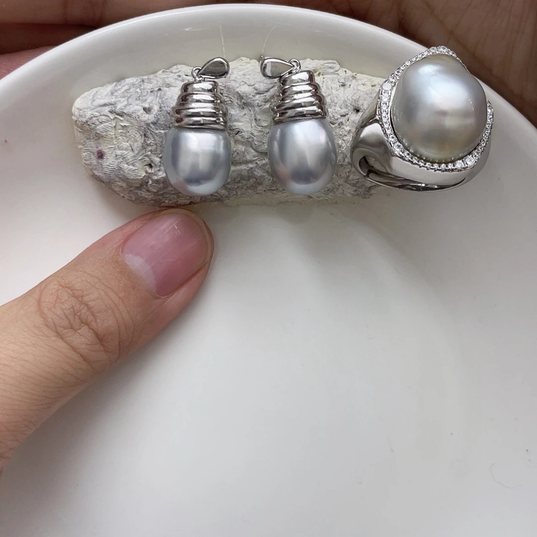 海水珍珠耳饰银S925镶嵌清*?