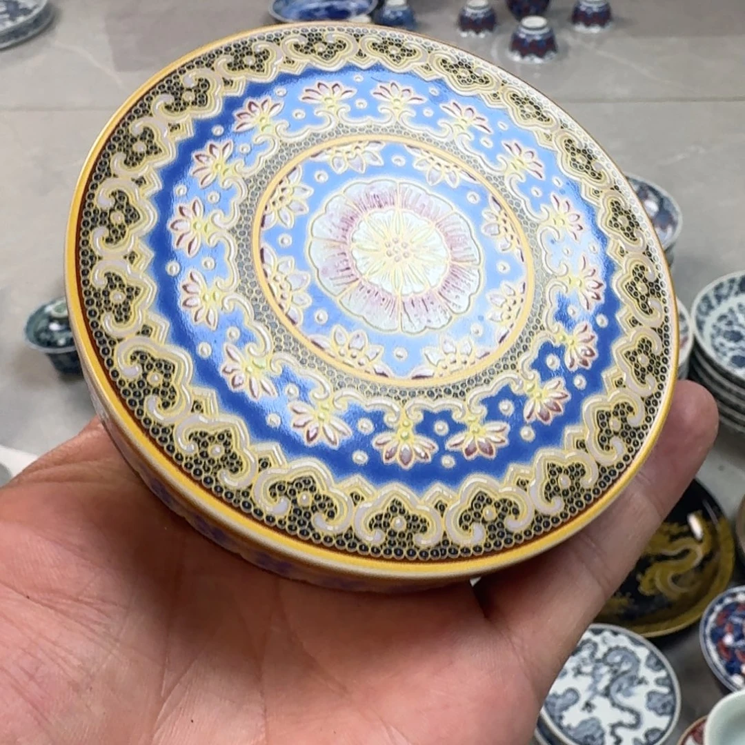 杯蓝珐琅彩盖置景德镇