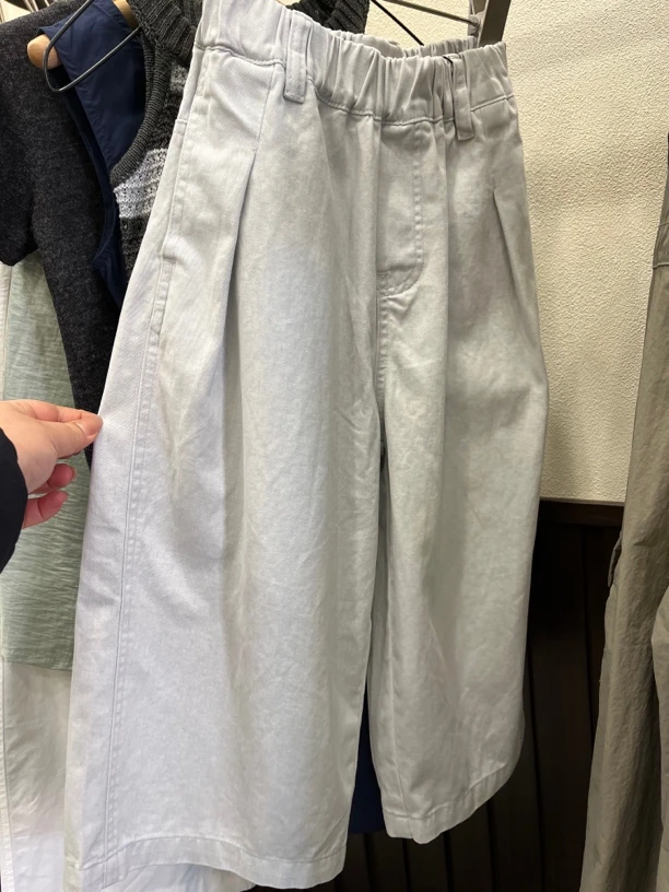 2025  春夏款 大童版灰色 软薄款宽松阔腿九分裤 110-160