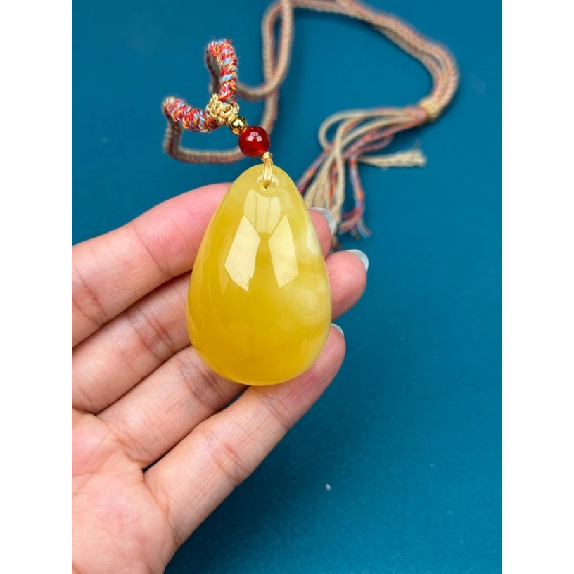 Y1815天然原矿蜜蜡水滴30x45x21mm 16.4克支持复检假一赔四