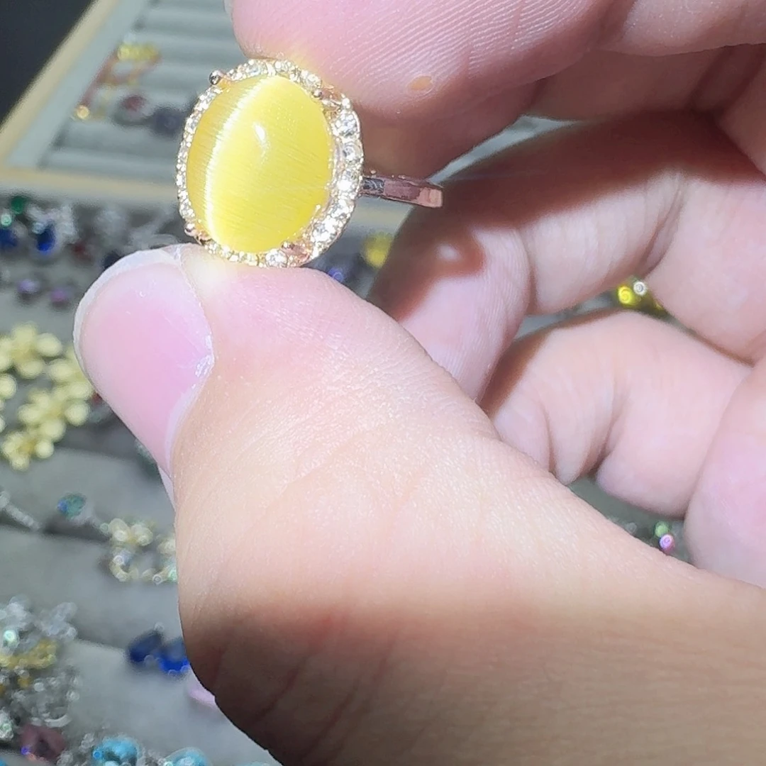 绿水晶戒指银S925镶嵌