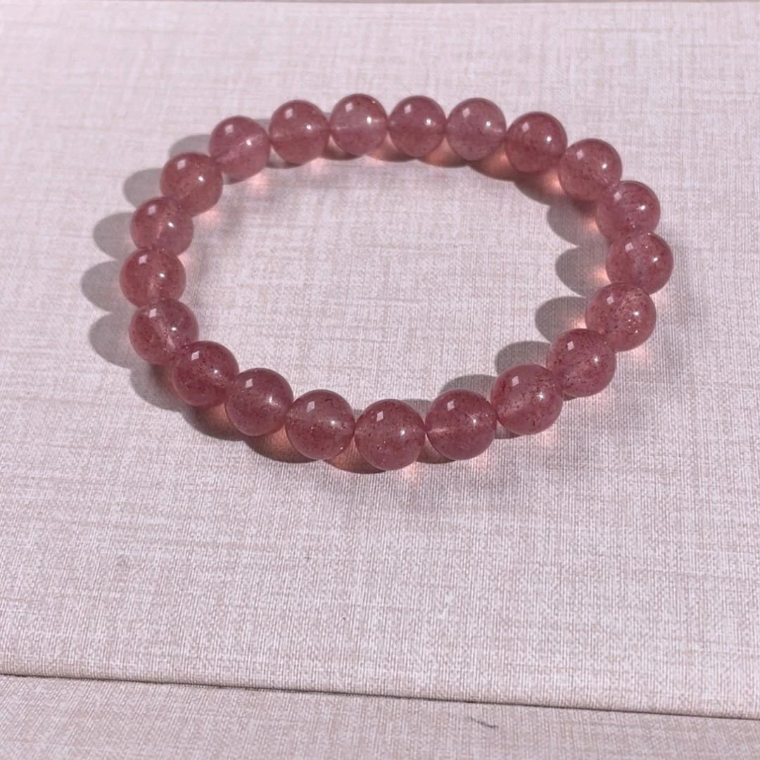 石英质玉未镶嵌手链草莓晶手串卡9mm