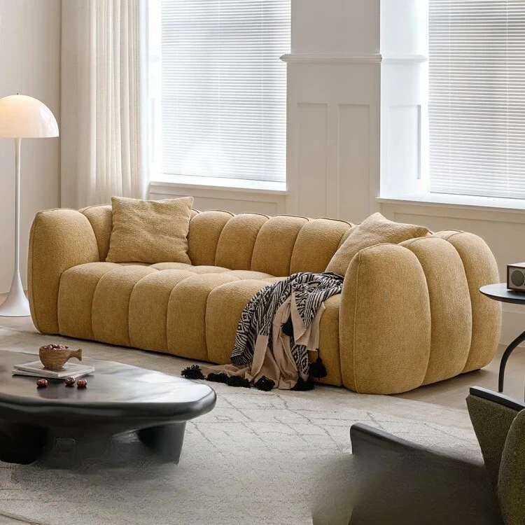 南瓜沙发2025小客厅布艺直排沙发现代简约奶油风小户型沙发