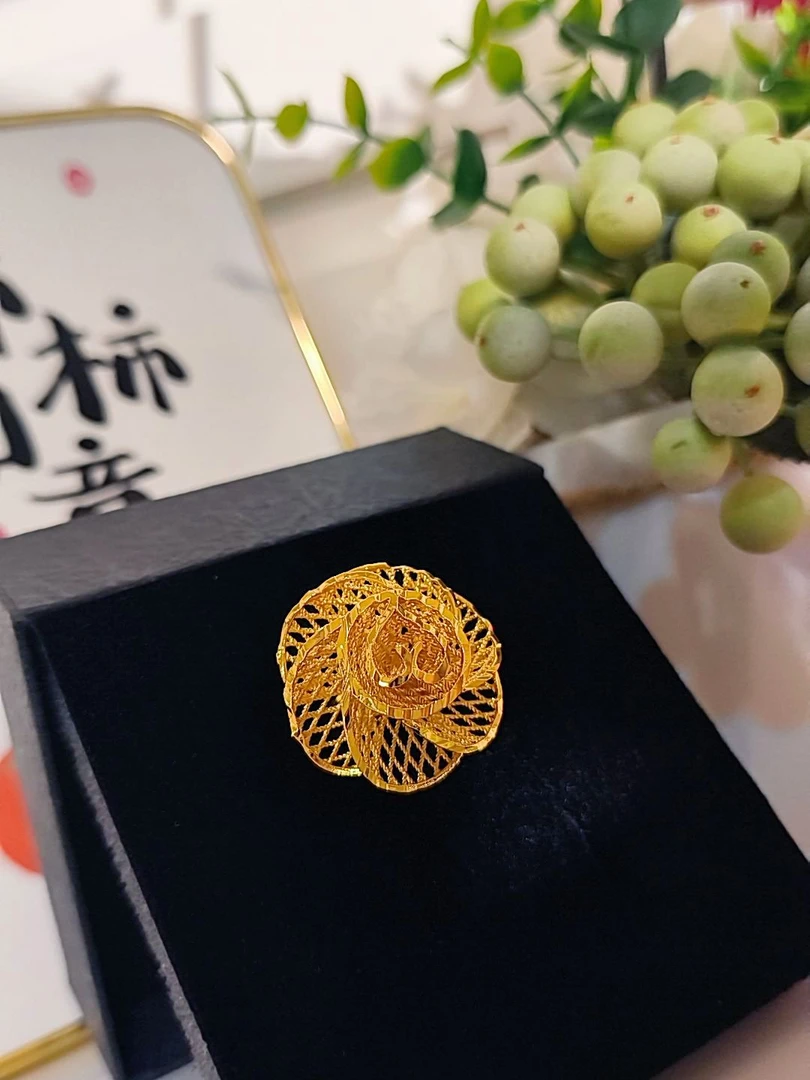 铜合金耳饰 【花影系列】国风轻奢太阳花活口戒指 9014