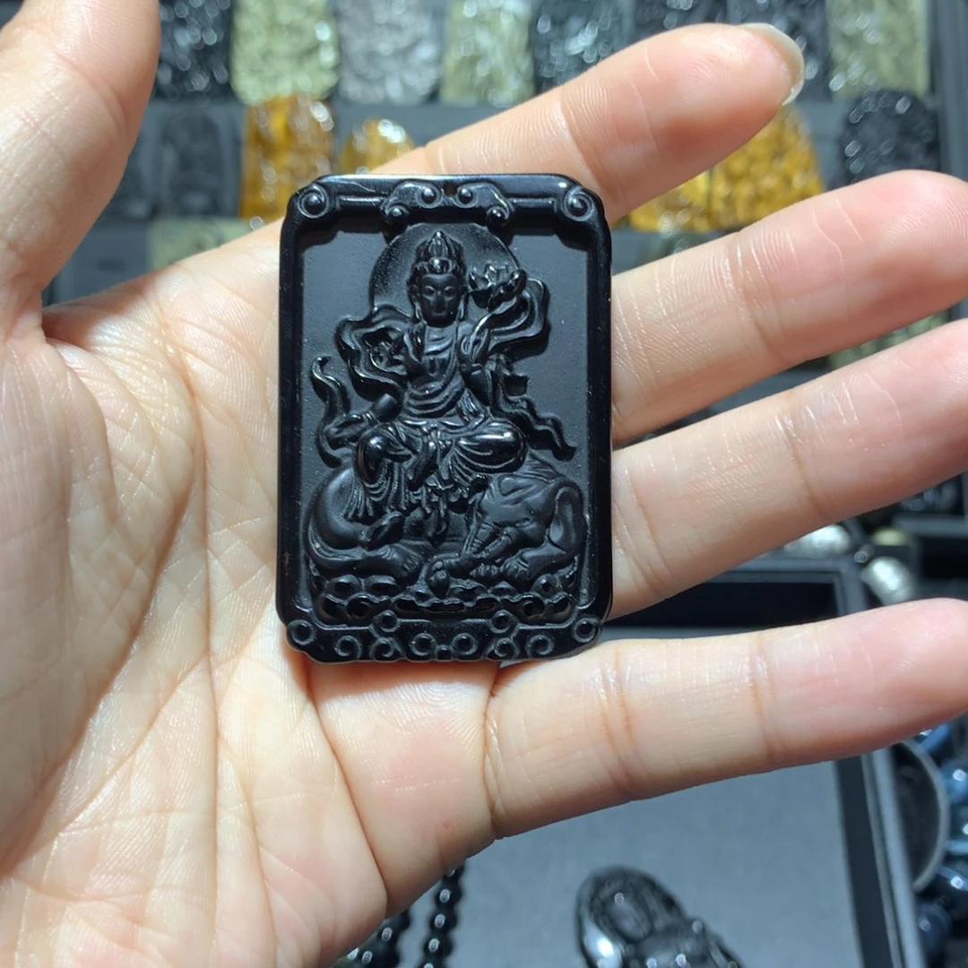 黑曜岩吊坠(赠链)未镶嵌胖****锅