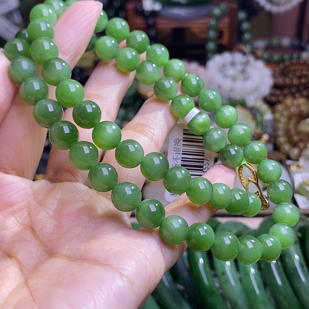 和田玉未镶嵌颈饰老矿料碧玉猫眼项链8m