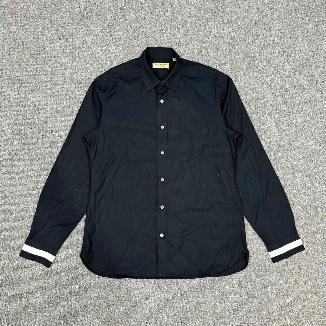 99新 BURBERRY/博柏利 黑色条纹袖口长袖衬衫 L码98新 10635857