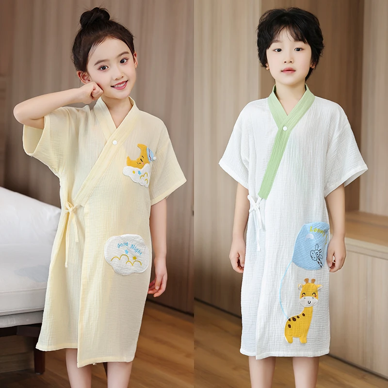 纯棉纱布浴巾儿童2025新款全棉浴袍洗完澡穿的速干可穿式斗篷游泳