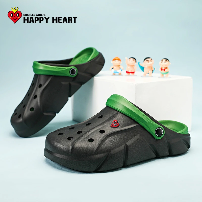 查尔斯桃心夏季男士洞洞鞋百搭沙滩包头透气户外露营防滑拖鞋091